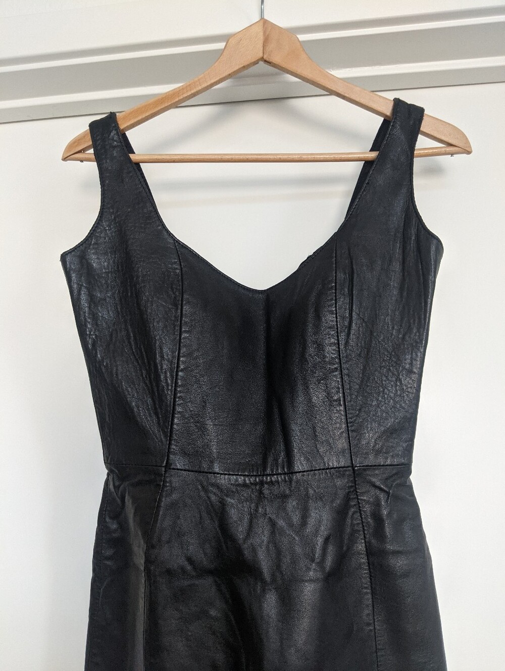 ANDREW Marc Black Leather Sleeveless Dress